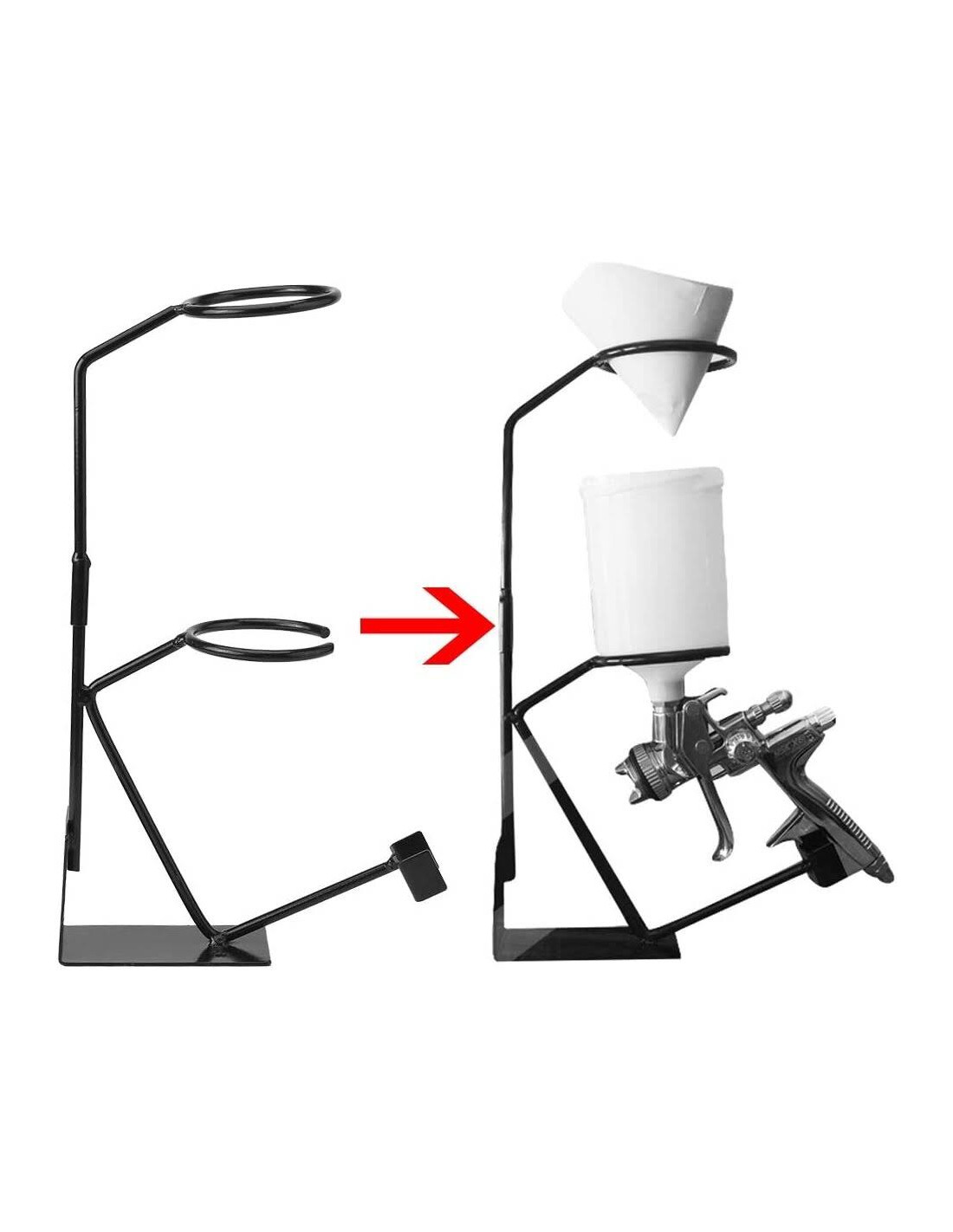 Gravity Feed Spray Gun Holder with filter holder.